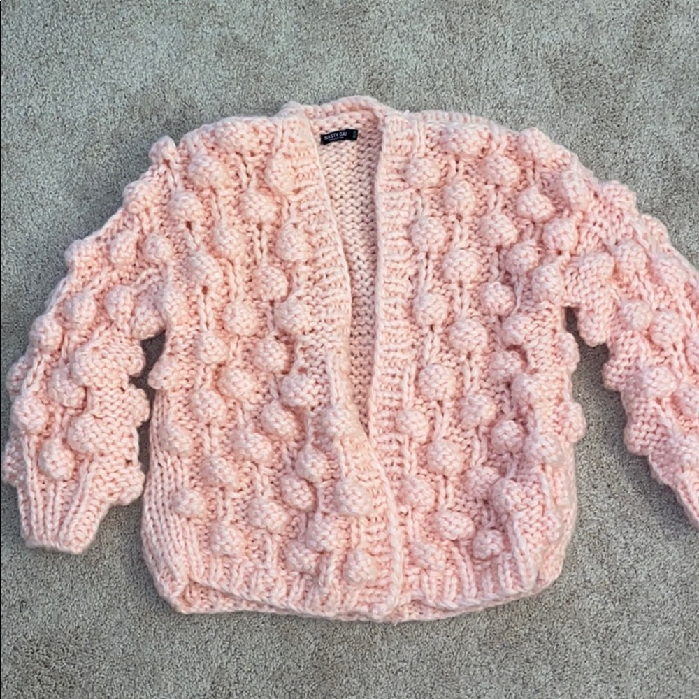 Nasty Gal Pink Chunky Knit Cardigan